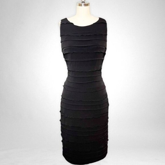 Calvin Klein Black Ruffle Sheath Dress 4 Small - Picture 9 of 10
